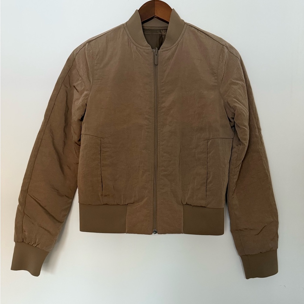 Lululemon Reversible Insulated Non-Stop Cotton Bomber Jacket Artifact brown sz 4 - Picture 8 of 16